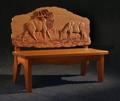 Original carved bench of mahogany