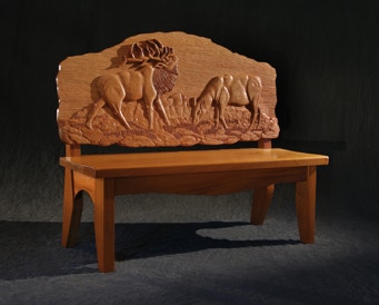 original, carved bench of mahogany